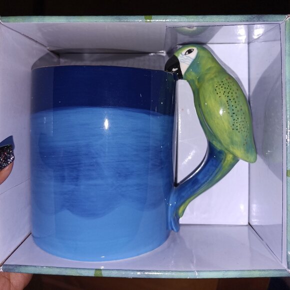 Papyrus Other - Green & Blue Parrot Tropical 10 oz Mug NIP